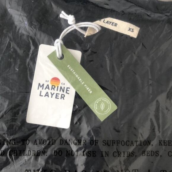 Marine Layer Lexi Dress Rib Short Sleeve Scoop Neck Bodycon Midi Black NWT XS - Picture 4 of 7